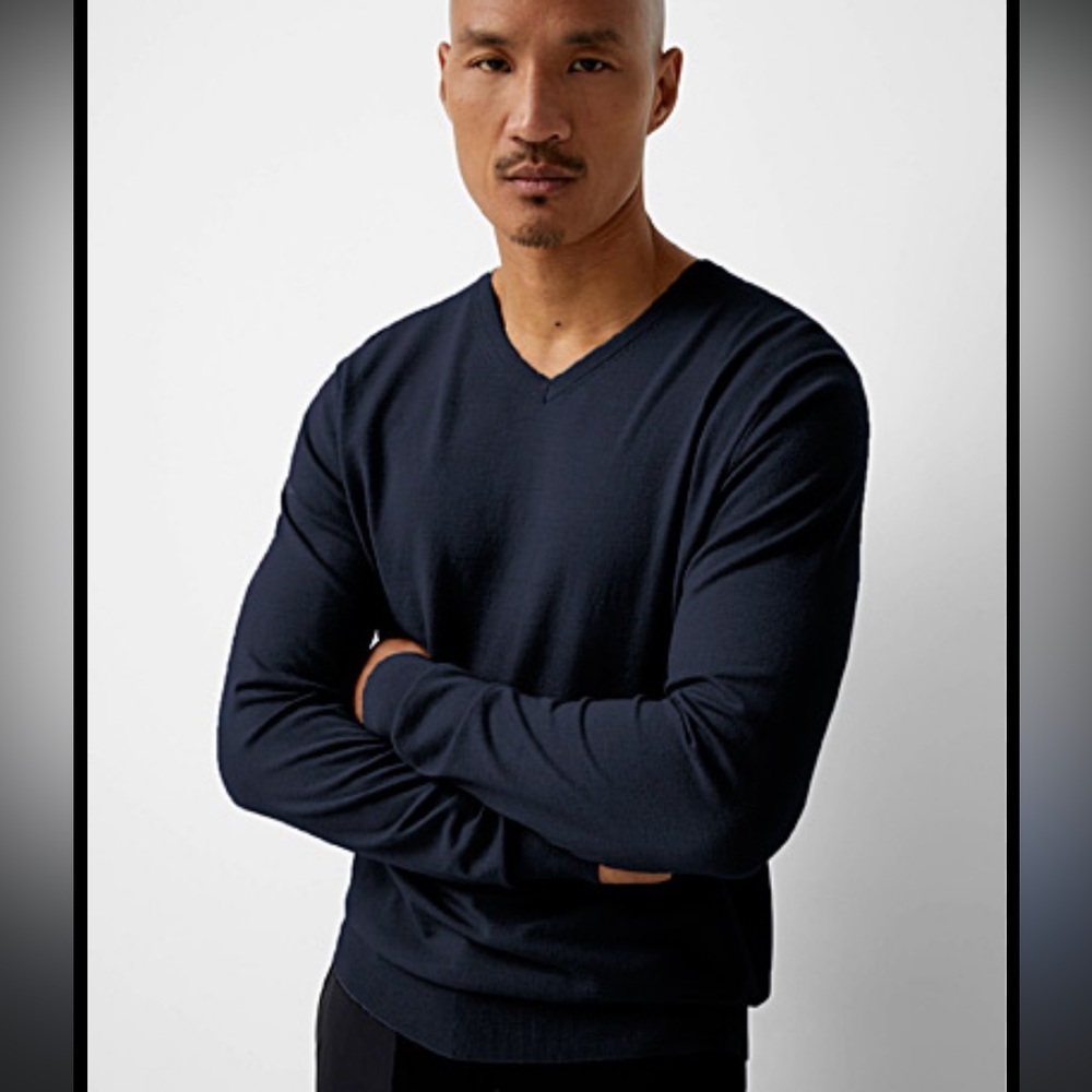 (2) Calvin Klein Men's Deep Blue V-Neck Sweater